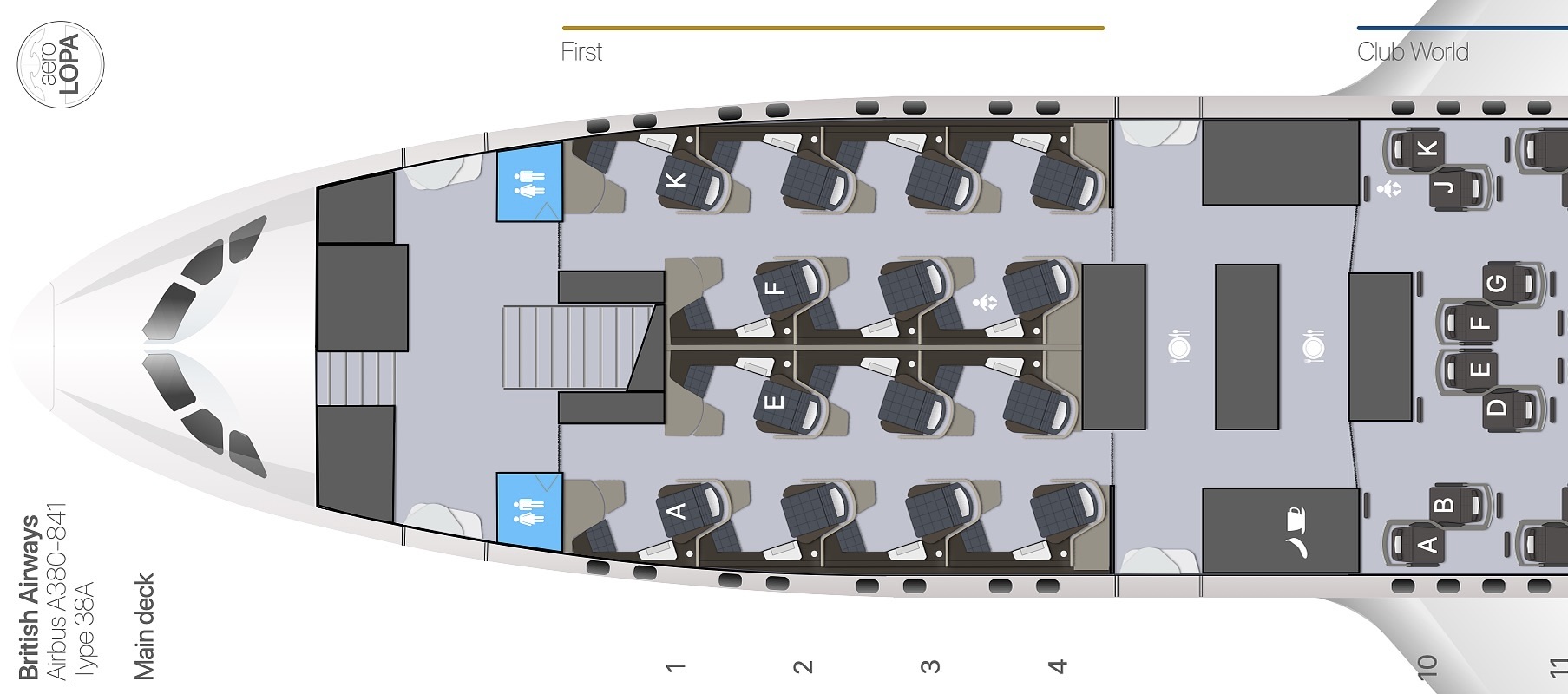 British Airways A380-800 First Class Review 6 - British Airways A380-800 First Class British Airways A380-800 First Class - Cabin Layout