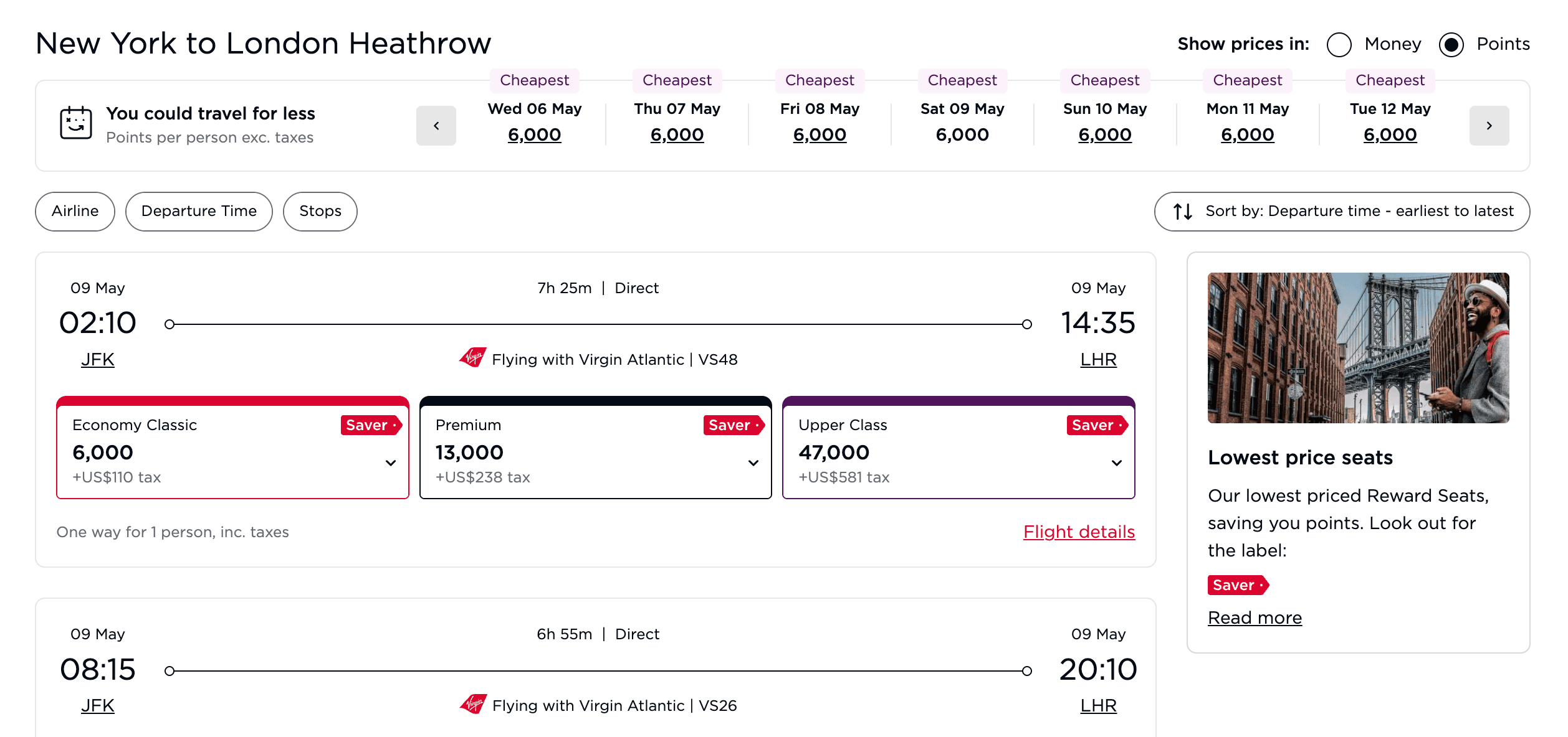 Best Ways To Fly To Europe With Points And Miles - Virgin Atlantic Flying Club Award Booking