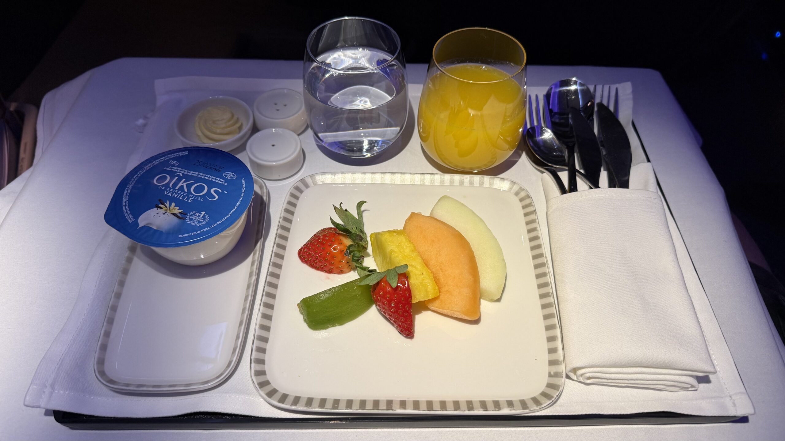 Singapore Airlines Business Class Breakfast: Fruit Plate