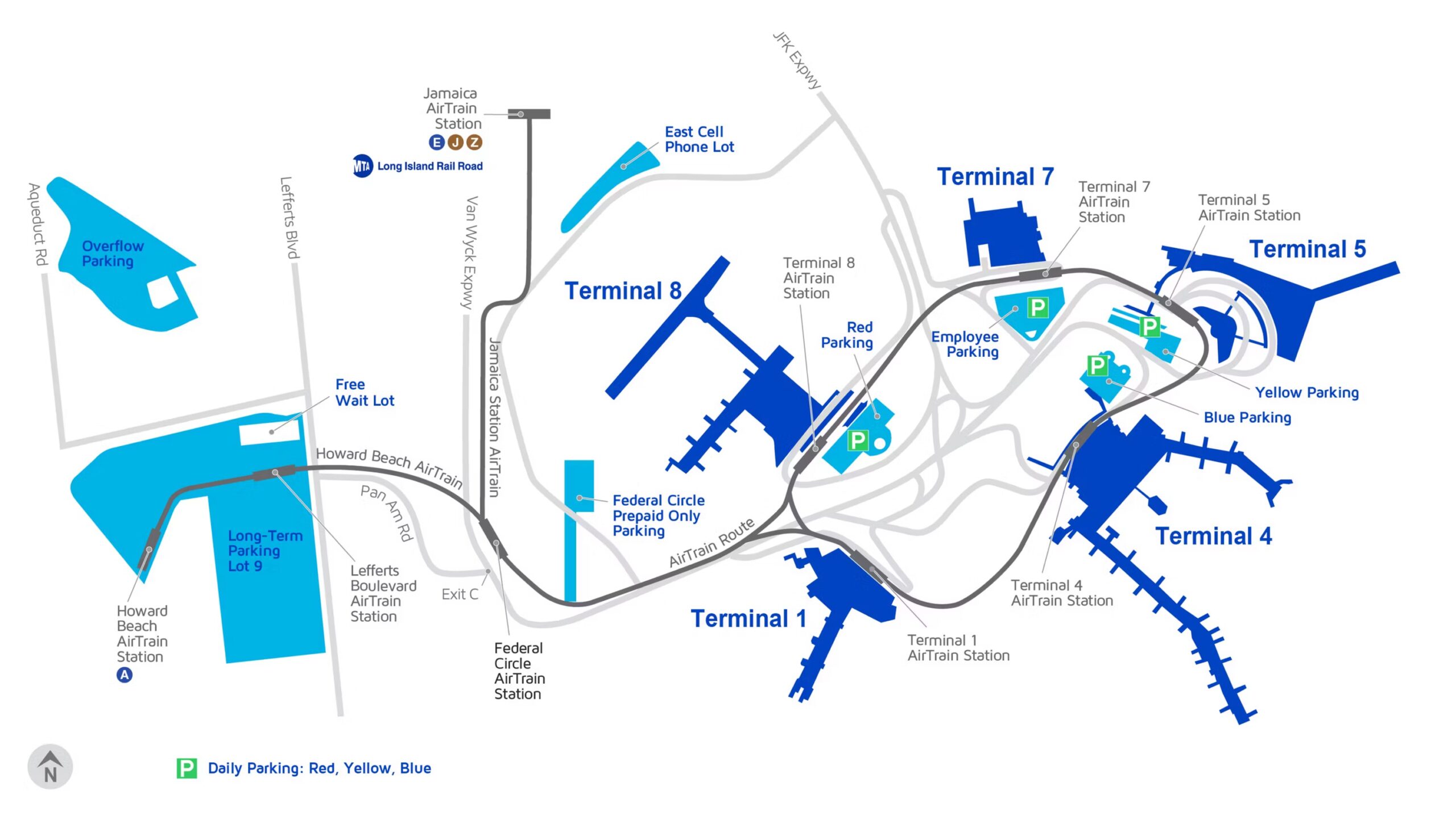 JFK Full Terminal Map With AirTrain Routes